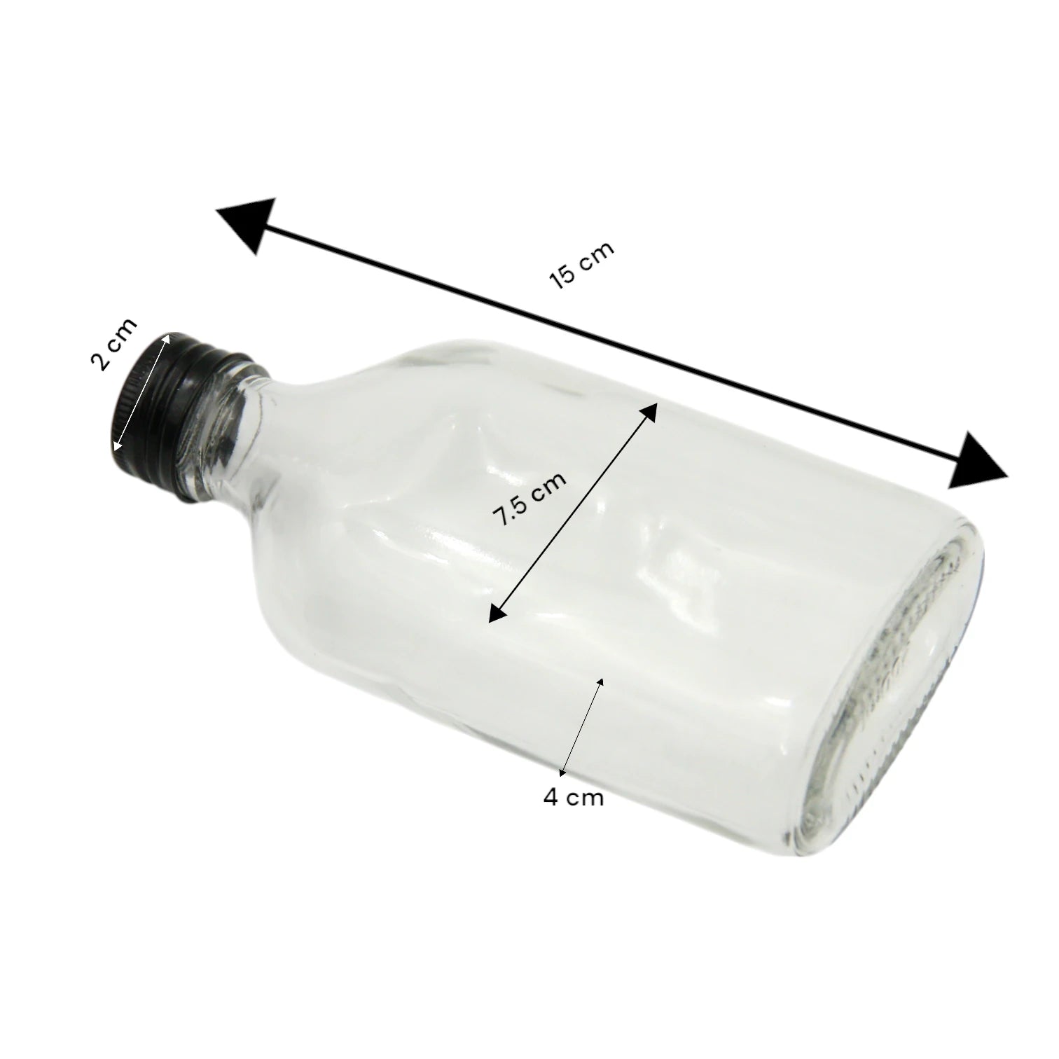 Damoo Clear Glass Bottle with Black Screw Cap – 200ml Reusable Flask-Style Container for Oils, Beverages, Syrups & Crafts - Damoo