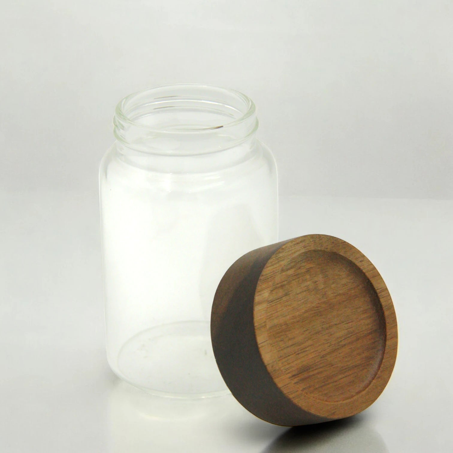 Damoo Clear Glass Canister Jar with Wooden Lid – Airtight Kitchen Storage Container for Coffee, Sugar, Spices, and Pantry Essentials - Damoo