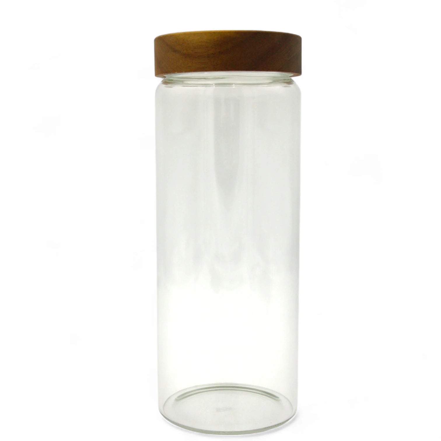 Damoo Clear Glass Storage Canister with Airtight Wooden Lid – Minimalist Kitchen Jar for Pantry, Coffee, Tea, Sugar & Snacks - Damoo