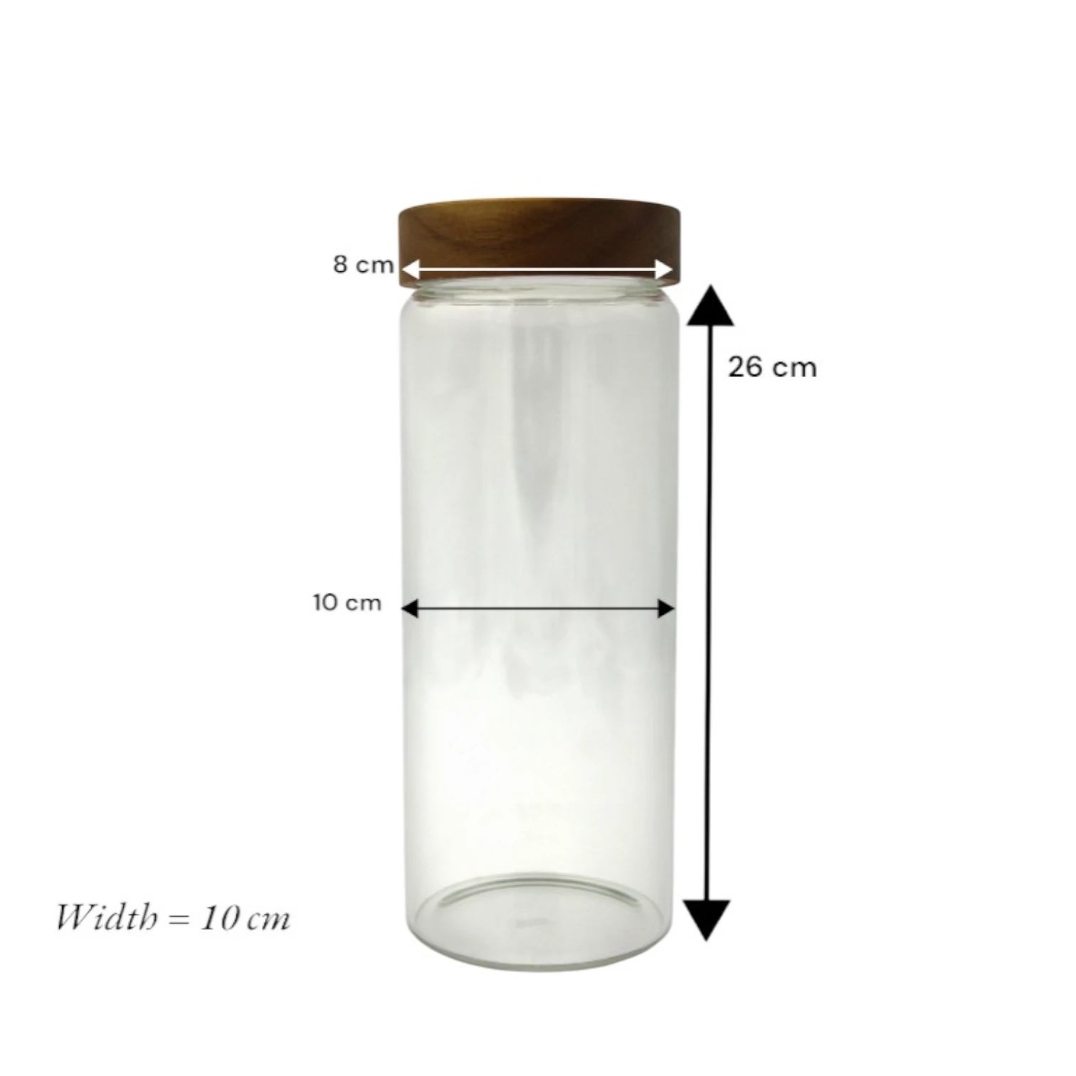 Damoo Clear Glass Storage Canister with Airtight Wooden Lid – Minimalist Kitchen Jar for Pantry, Coffee, Tea, Sugar & Snacks - Damoo