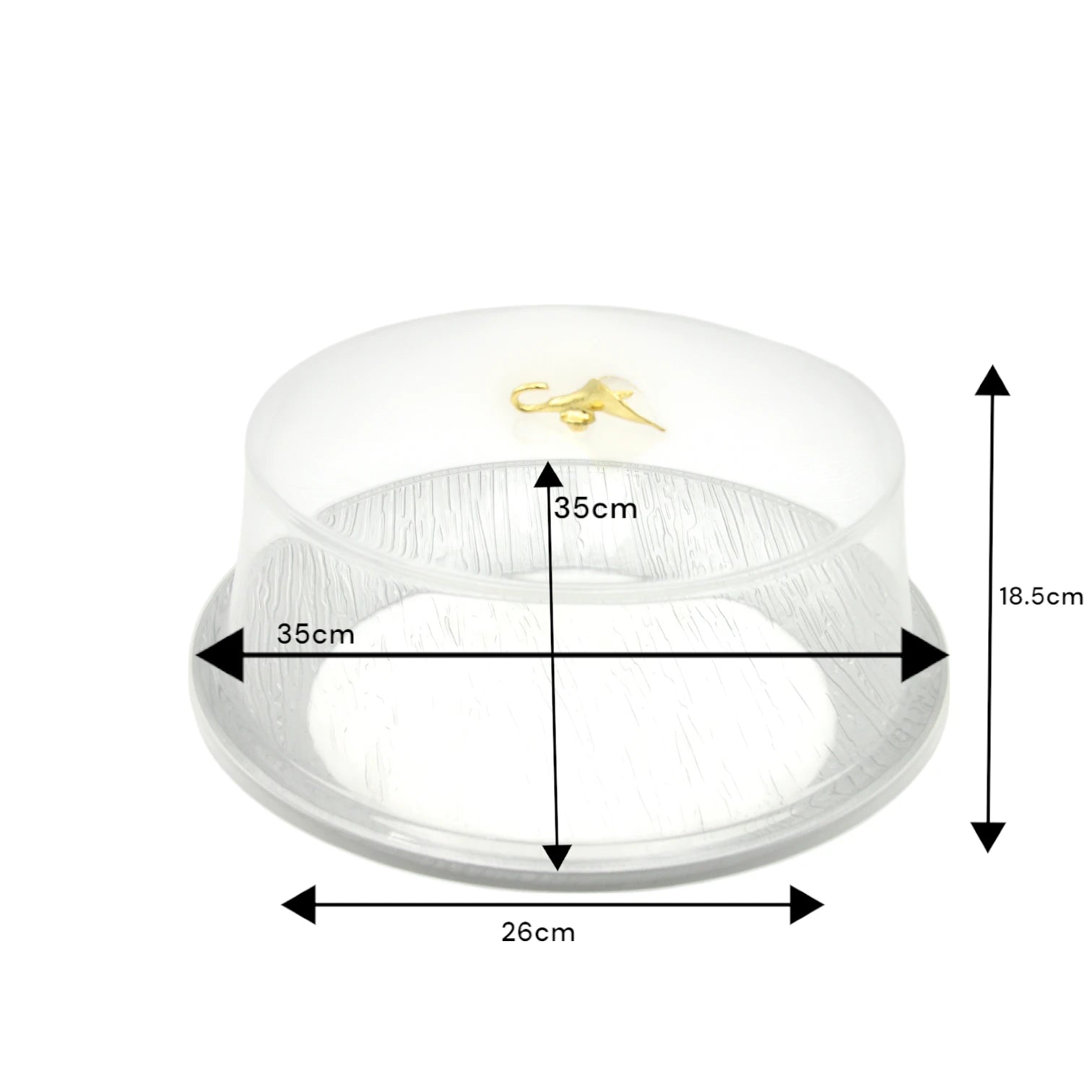 Damoo Clear Round Cake Box with Gold Handle – Elegant Dessert Display Container with Textured Dome Cover for Cakes, Pastries & Treats - Damoo