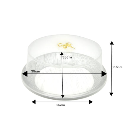 Damoo Clear Round Cake Box with Gold Handle – Elegant Dessert Display Container with Textured Dome Cover for Cakes, Pastries & Treats - Damoo