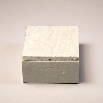 Damoo CNC-Carved Marble Box with Lid – Handmade Stone Storage Container | Minimalist Square Design with Precision Finish - Damoo