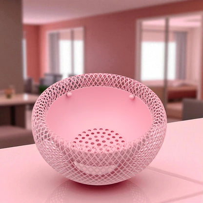 Damoo Durable Gold & Pink Snack Tray with Protective Metal Mesh Cover  – Shatter-Resistant Base & Insect-Proof Dome for Fruit, Pastry & Dessert Serving - Damoo