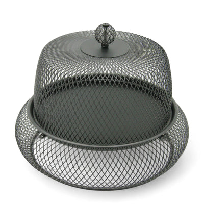 Damoo Durable Snack Tray with Protective Metal Mesh Cover  – Shatter-Resistant Base & Insect-Proof Dome for Fruit, Pastry & Dessert Serving - Damoo