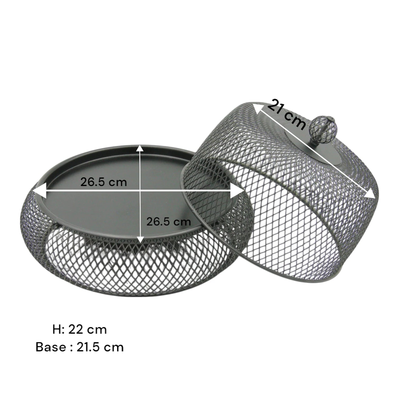 Damoo Durable Snack Tray with Protective Metal Mesh Cover  – Shatter-Resistant Base & Insect-Proof Dome for Fruit, Pastry & Dessert Serving - Damoo