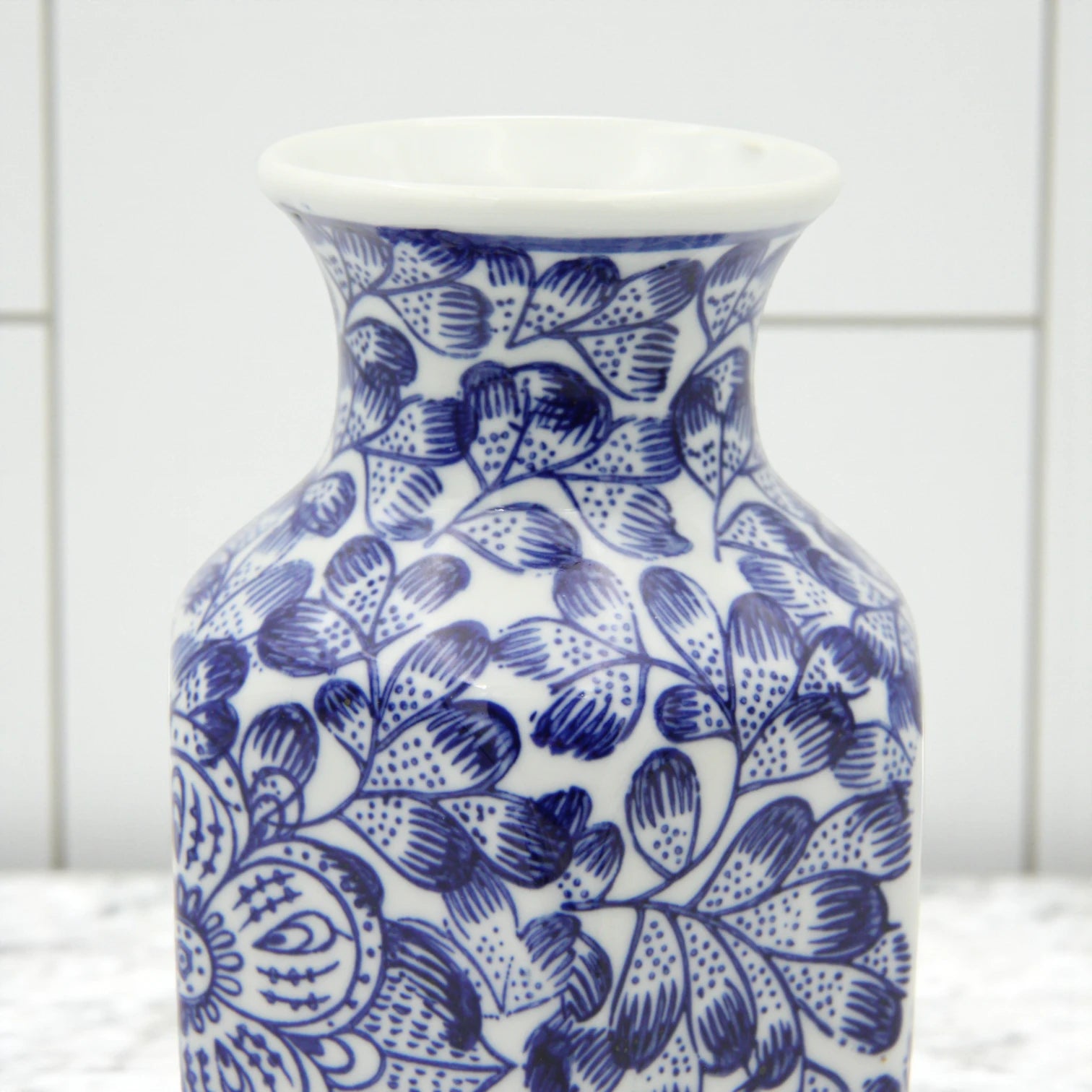 Damoo Elegant Blue & White Floral Ceramic Vase – Hand-Painted Decorative Porcelain Jar for Home, Office, or Gift - Damoo