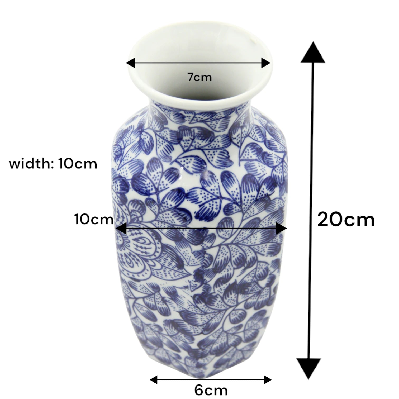 Damoo Elegant Blue & White Floral Ceramic Vase – Hand-Painted Decorative Porcelain Jar for Home, Office, or Gift - Damoo