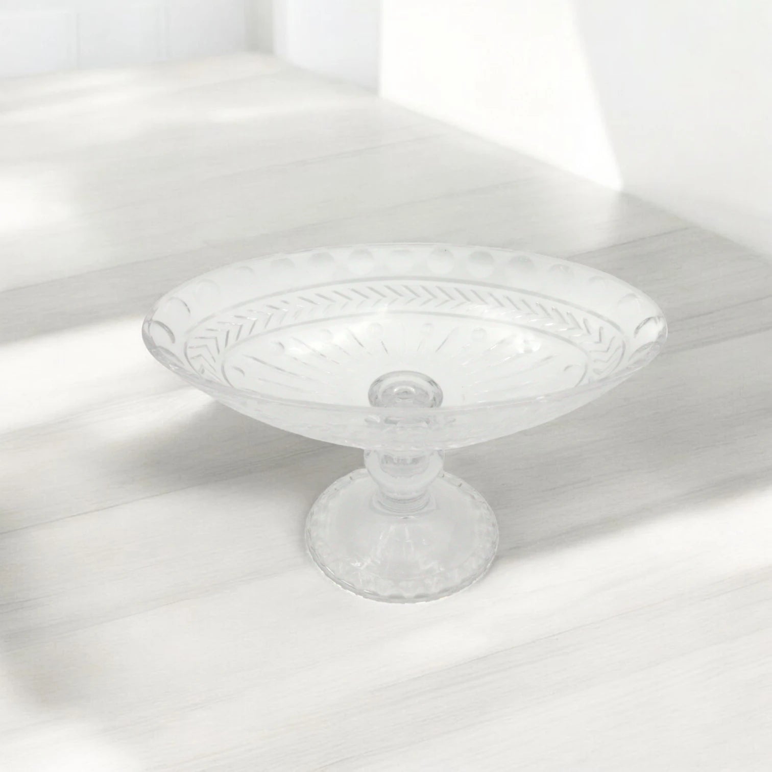 Damoo Elegant Clear Glass Pedestal Bowl – Decorative Serving Dish with Stand for Fruits, Desserts, Centerpieces - Damoo