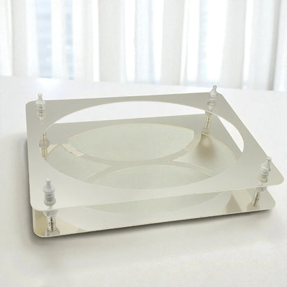 Damoo Elegant Oval Sweet Tray with White Porcelain Plate and Silver Decorative Base – Luxury Dessert & Snack Display Stand for Home, Ramadan & Special Events - Damoo