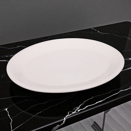 Damoo Elegant Oval Sweet Tray with White Porcelain Plate and Silver Decorative Base – Luxury Dessert & Snack Display Stand for Home, Ramadan & Special Events - Damoo