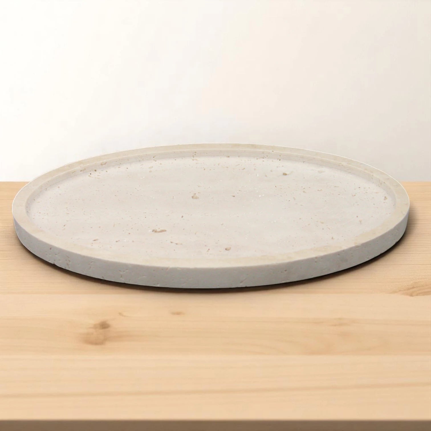 Damoo Elegant Oval Travertine Catchall Tray – Minimalist Stone Decor for Vanity, Entryway, or Coffee Table - Damoo