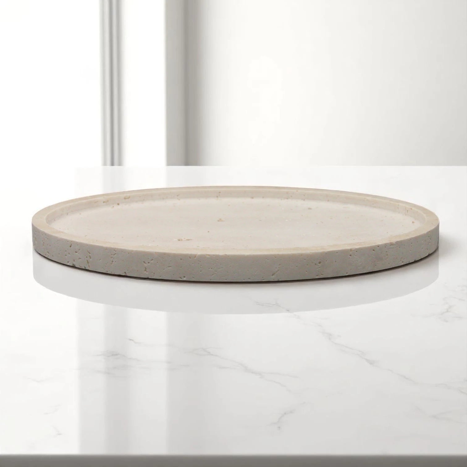 Damoo Elegant Oval Travertine Catchall Tray – Minimalist Stone Decor for Vanity, Entryway, or Coffee Table - Damoo