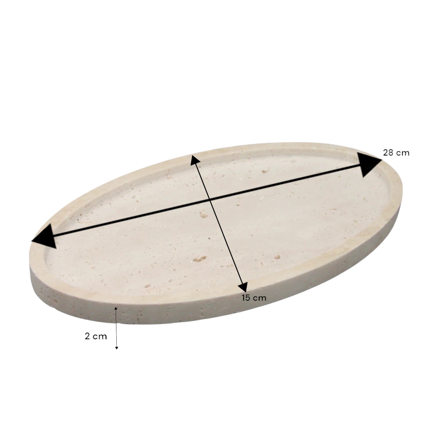 Damoo Elegant Oval Travertine Catchall Tray – Minimalist Stone Decor for Vanity, Entryway, or Coffee Table - Damoo