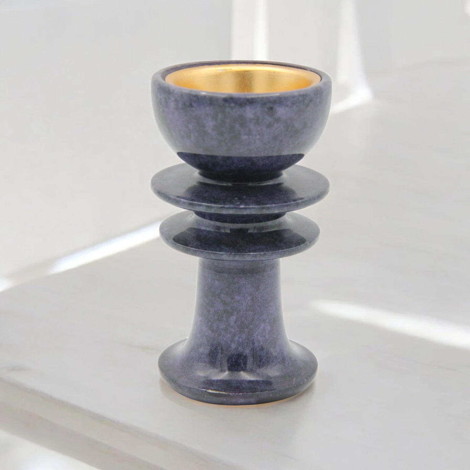 Damoo Elegant Purple Marble Incense Burner – Handmade Bakhoor Holder with Gold-Plated Inner Bowl –  for Home, Majlis, for Gifts - Damoo