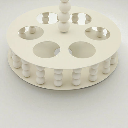 Damoo Elegant White Wooden Cup Holder Tray with Arabic Calligraphy – Decorative Circular Display Stand for Coffee, Juice, or Dessert Glasses - Damoo