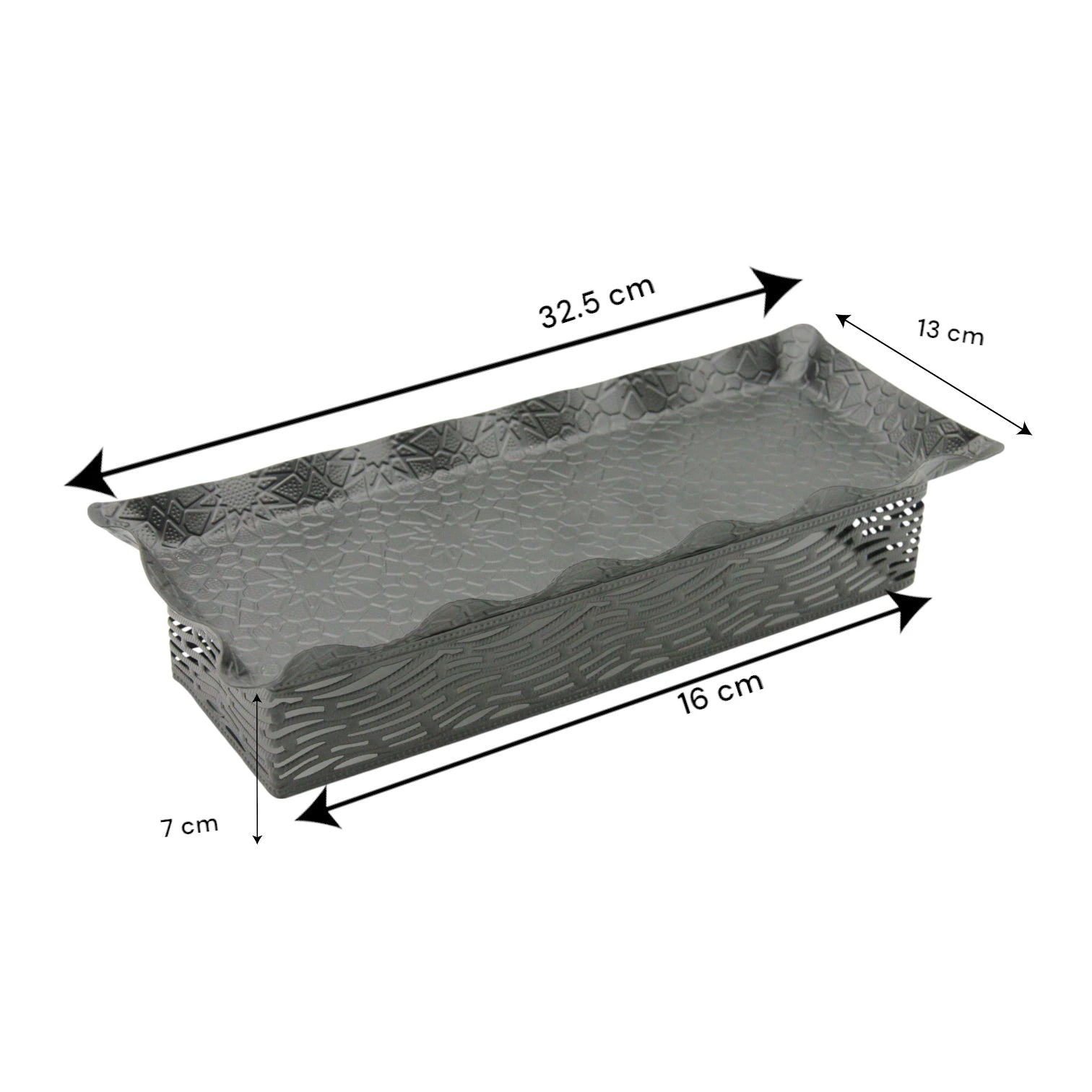 Damoo Embossed Rectangular Serving Tray – Decorative Metal Tray for Coffee Table, Entryway, Snacks, Sweets & Vanity Décor - Damoo
