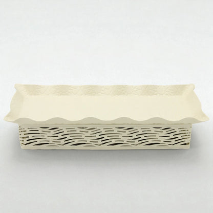 Damoo Embossed Rectangular Serving Tray – Decorative Metal Tray for Coffee Table, Entryway, Snacks, Sweets & Vanity Décor - Damoo