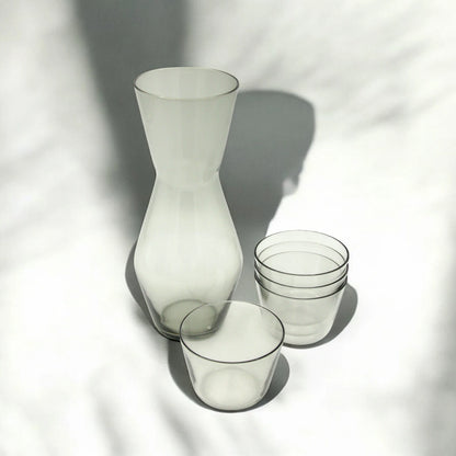Damoo Glass Water Pitcher & Cups Set – 1 Lead-Free Glass Pot with 4 Matching Cups, Elegant Scandinavian Design for Iced Tea, Juice & Water - CH06 - Damoo