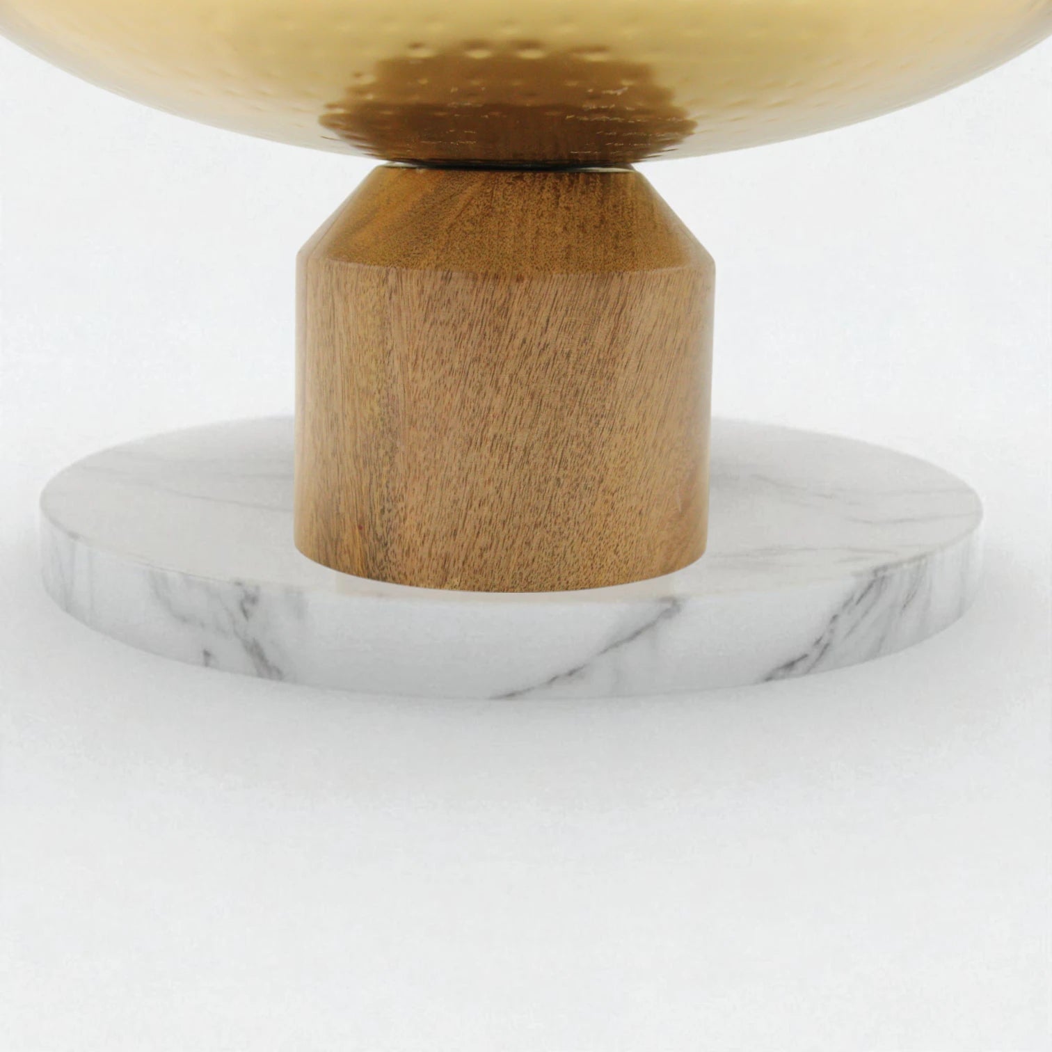 Damoo Gold Hammered Metal Bowl with Natural Wood Base – Elegant Round Decorative Dish for Serving, Dates & Sweets - Damoo