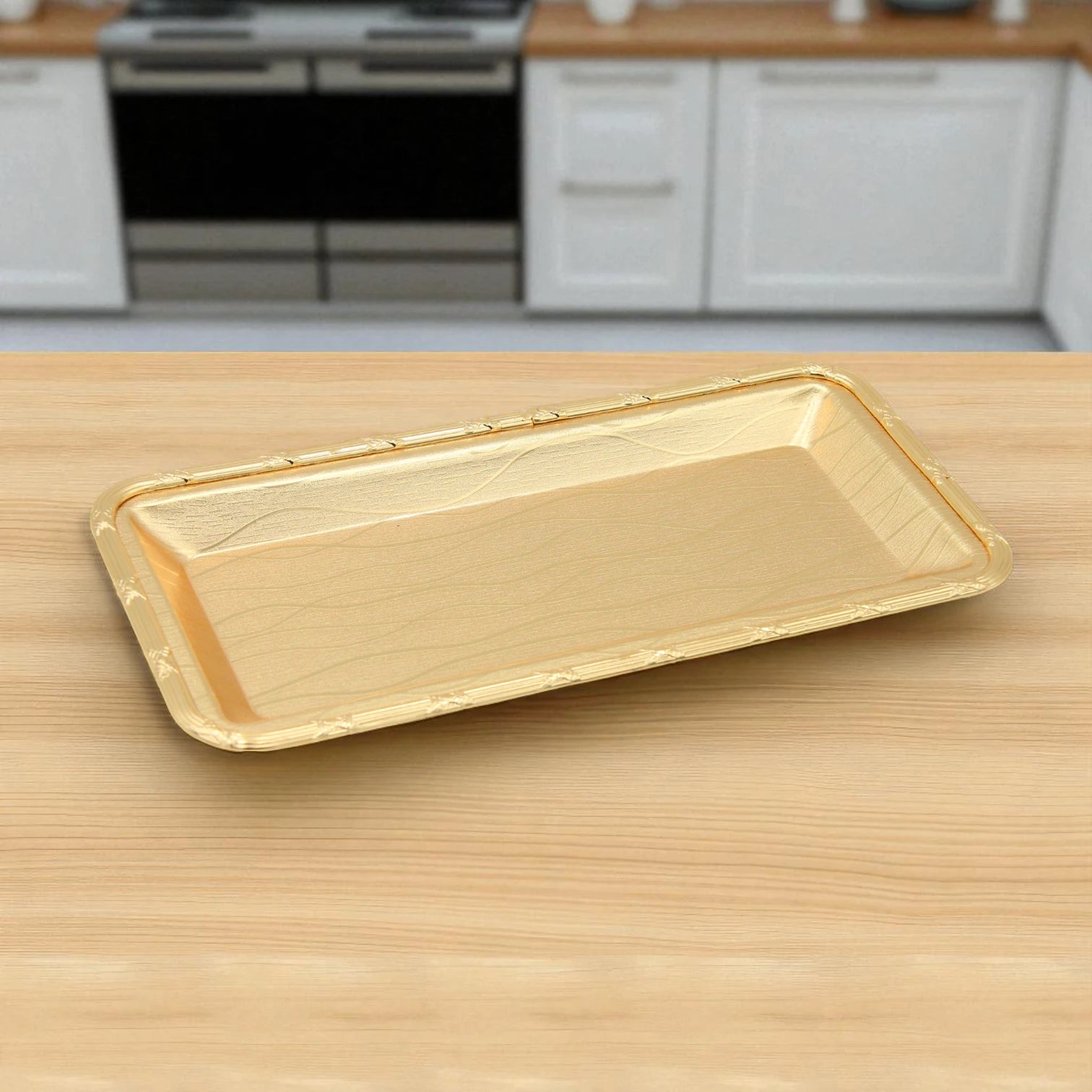 Damoo Gold Rectangular Serving Tray with Clear Dome Cover – Elegant Covered Tray for Pastries, Sweets, Cheese & Snacks – Decorative Display Tray with Lid - Damoo