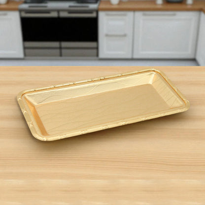 Damoo Gold Rectangular Serving Tray with Clear Dome Cover – Elegant Covered Tray for Pastries, Sweets, Cheese & Snacks – Decorative Display Tray with Lid - Damoo