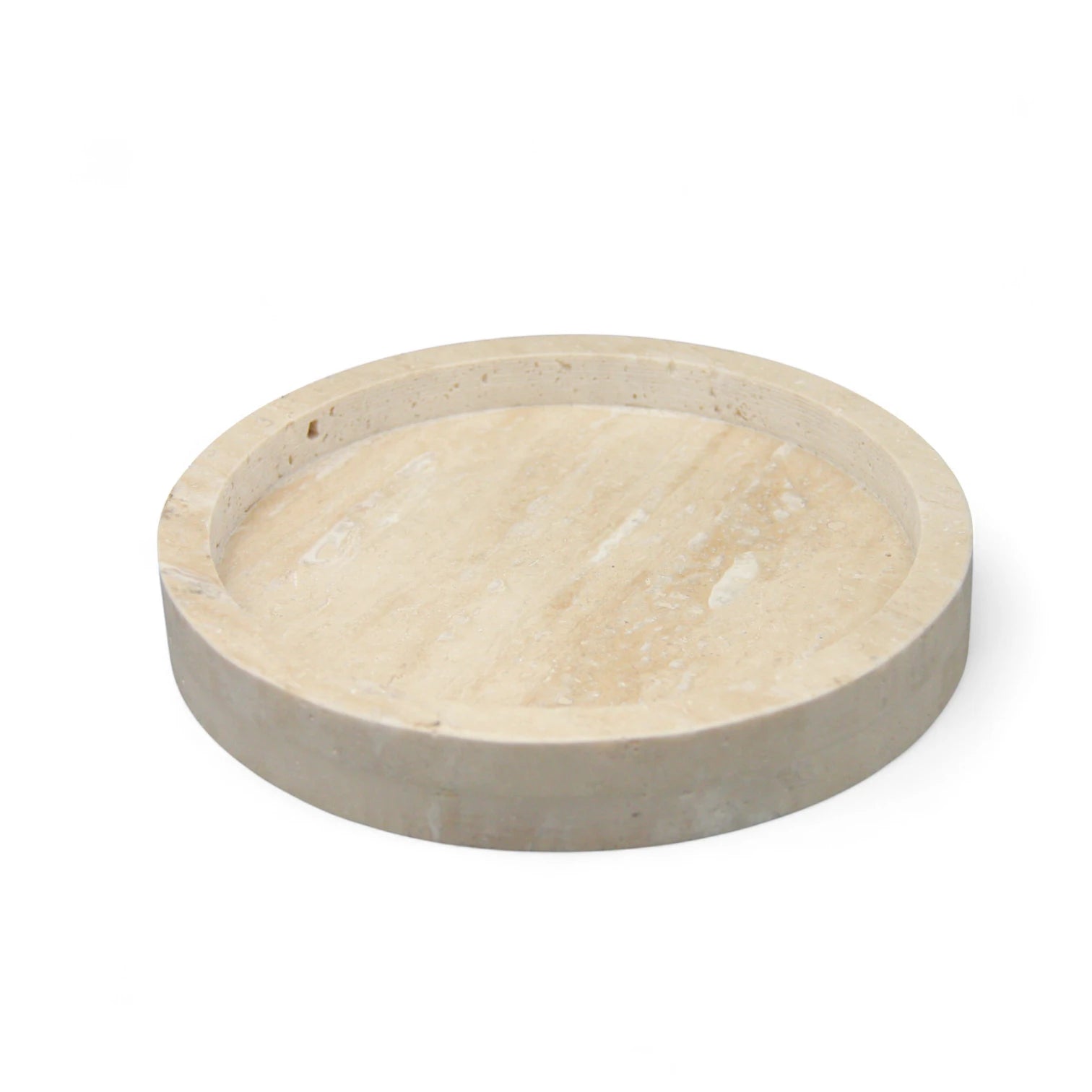 Damoo Hand-Carved Travertine Bowl – Minimalist Round Dish for Keys, Jewelry, Candles, or Decor - Damoo