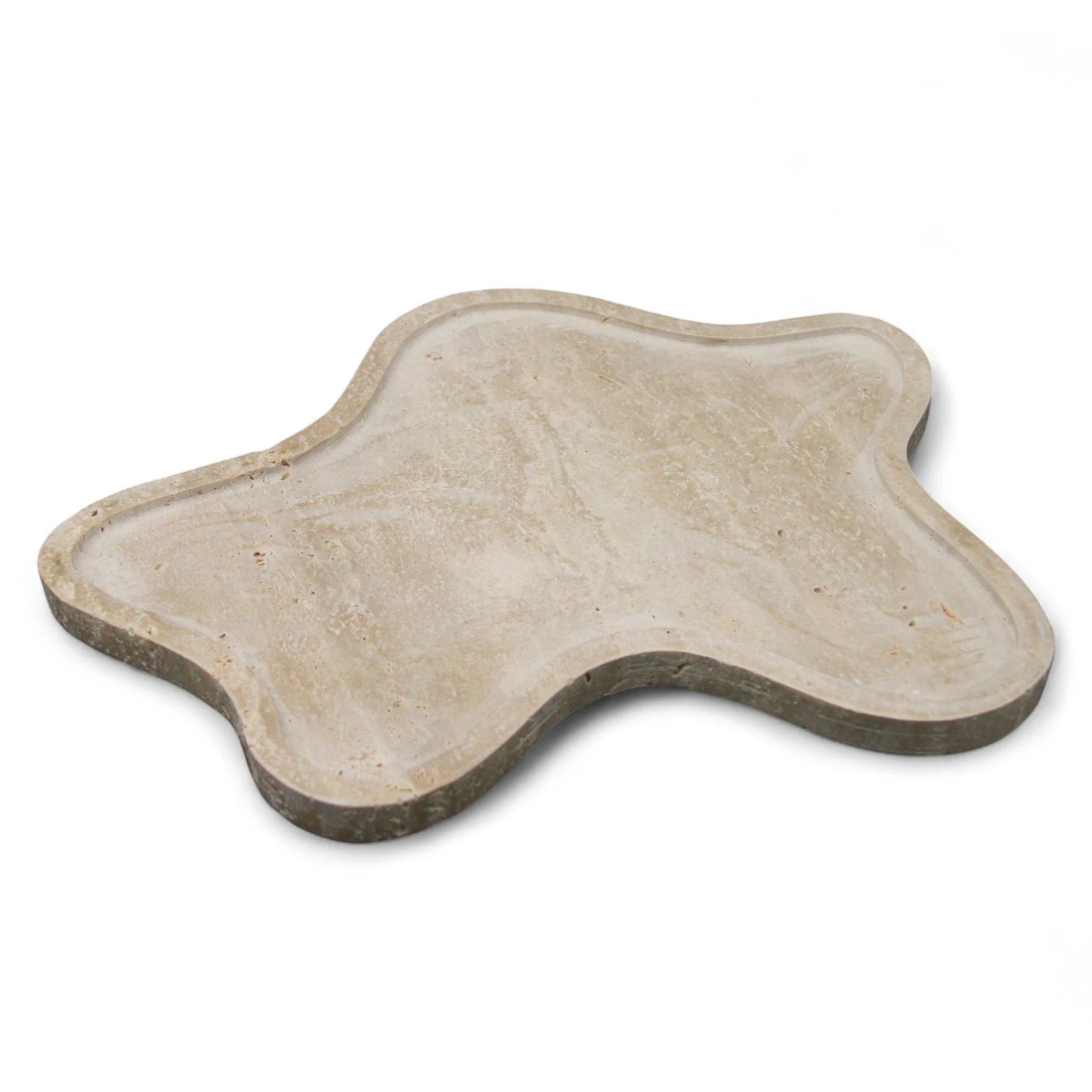 Damoo Handcrafted Engraved Curved Concrete Tray – Decorative Modern Catchall for Keys, Jewelry, Candles & Home Organization - Damoo