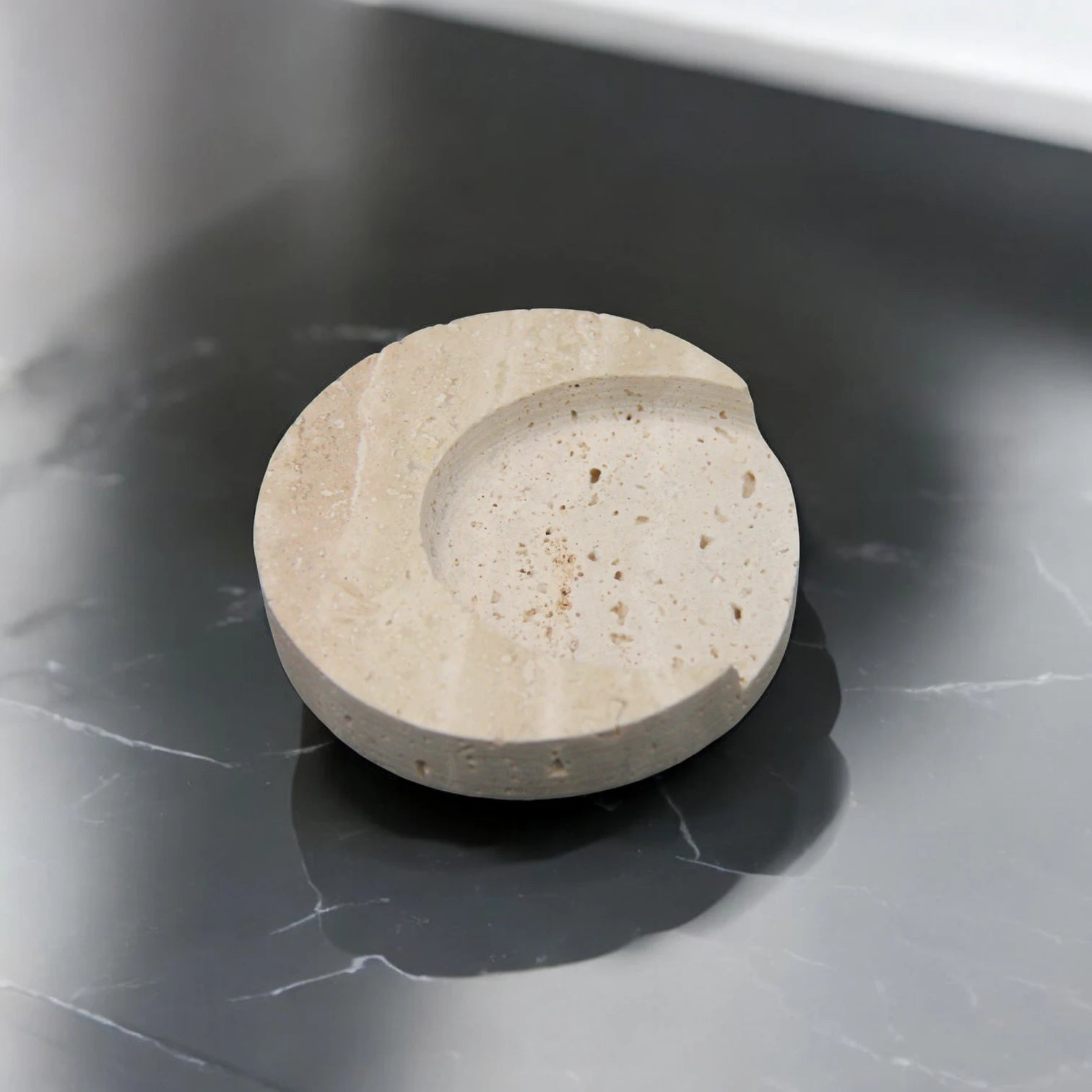 Damoo Handcrafted Natural Travertine Stone Coaster – Minimalist Drink Coaster for Hot & Cold Beverages, Perfect for Modern, Rustic, and Ramadan Table Decor - Damoo