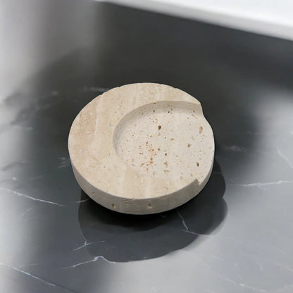 Damoo Handcrafted Natural Travertine Stone Coaster – Minimalist Drink Coaster for Hot & Cold Beverages, Perfect for Modern, Rustic, and Ramadan Table Decor - Damoo