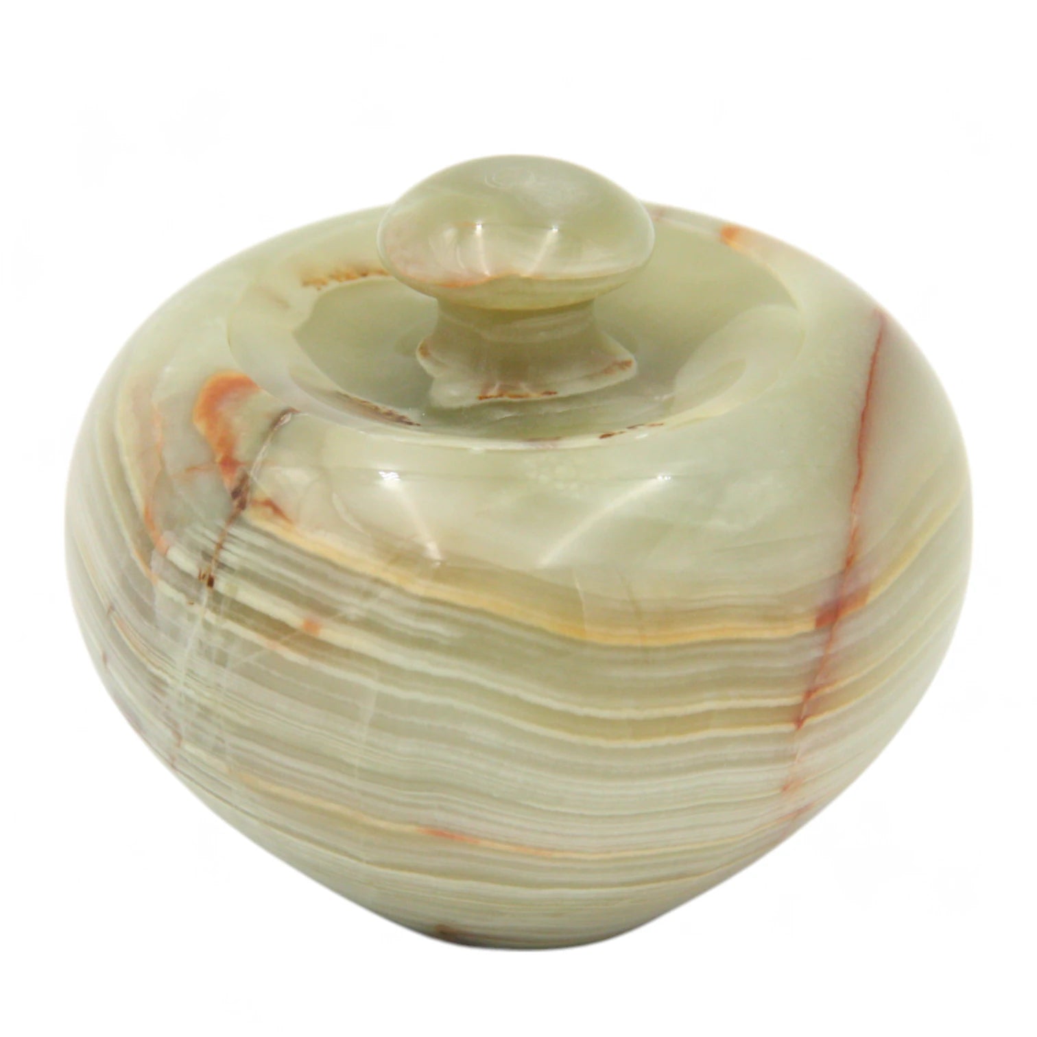 Damoo Handcrafted Onyx Apple-Shaped Mini Jar with Lid – Vintage Marble Trinket Box | Natural Stone Decor for Jewelry, Spices, Keepsakes - Damoo