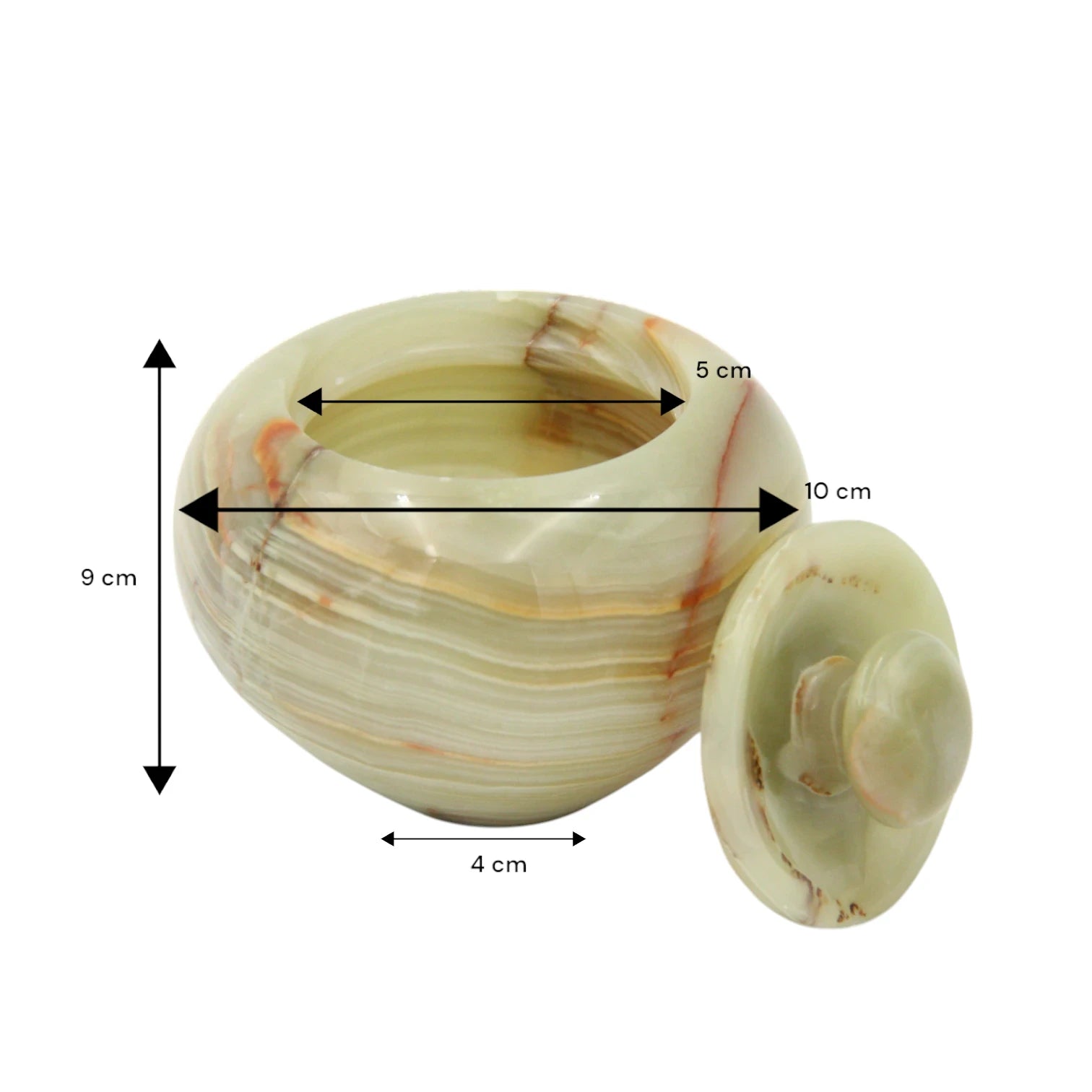 Damoo Handcrafted Onyx Apple-Shaped Mini Jar with Lid – Vintage Marble Trinket Box | Natural Stone Decor for Jewelry, Spices, Keepsakes - Damoo
