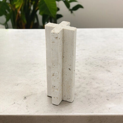 Damoo Handcrafted Travertine Stone Vase – Minimalist Natural Decor for Dried Flowers, Incense, or Desk Styling - Damoo