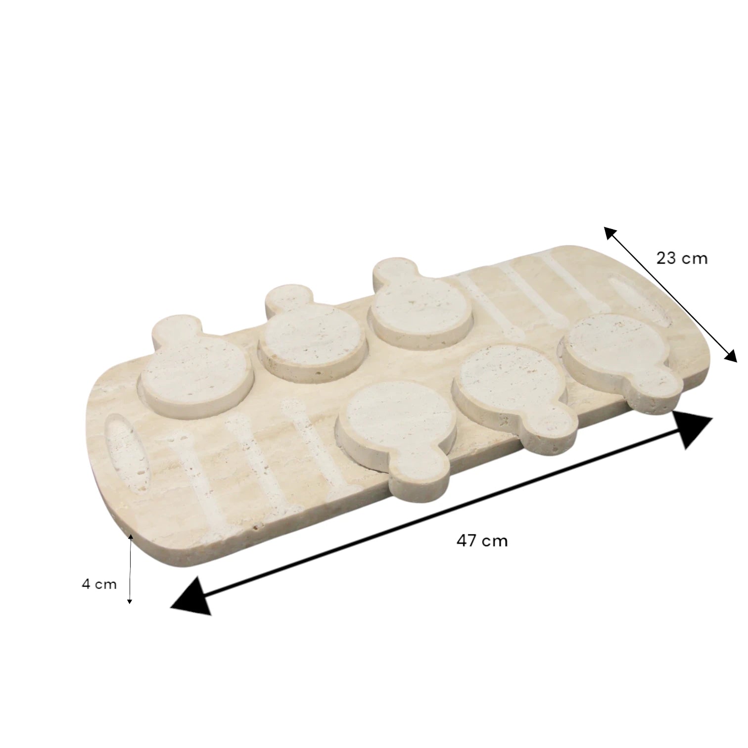 Damoo Handcrafted Travertine Tea Set Tray – 4-Piece Stone Serving Set for Arabic Coffee or Tea Rituals - Damoo