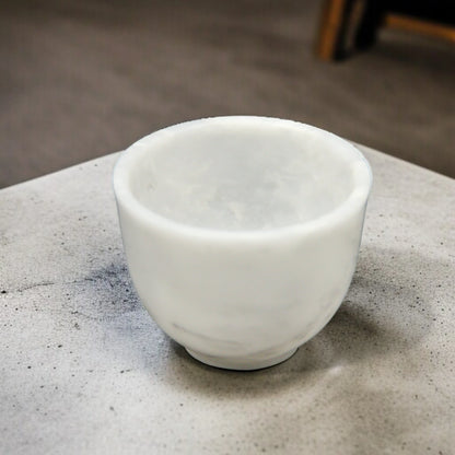 Damoo Handcrafted White Marble Decorative Bowl – Modern Round Accent Stone Dish for Home, Coffee Table & Shelf Styling | Luxury Natural Stone Decor - Damoo