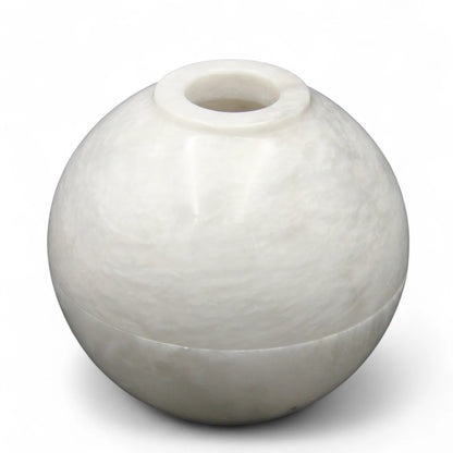 Damoo Handcrafted White Marble Tissue Ball – Luxury Stone Tissue Holder for Modern & Arabic Decor | Round Onyx Tissue Dome for Tabletop or Majlis Use - Damoo