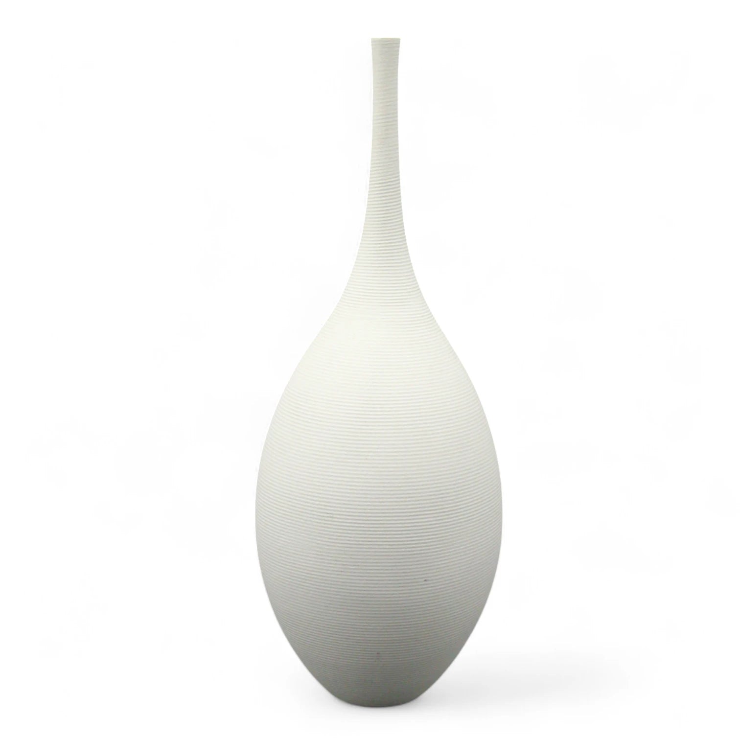 Damoo Handmade Minimalist Ceramic Vase – White Matte Finish, Tall Teardrop Neck, Modern Sculptural Art for Home Décor, Flower Arrangement or Standalone Display - Damoo