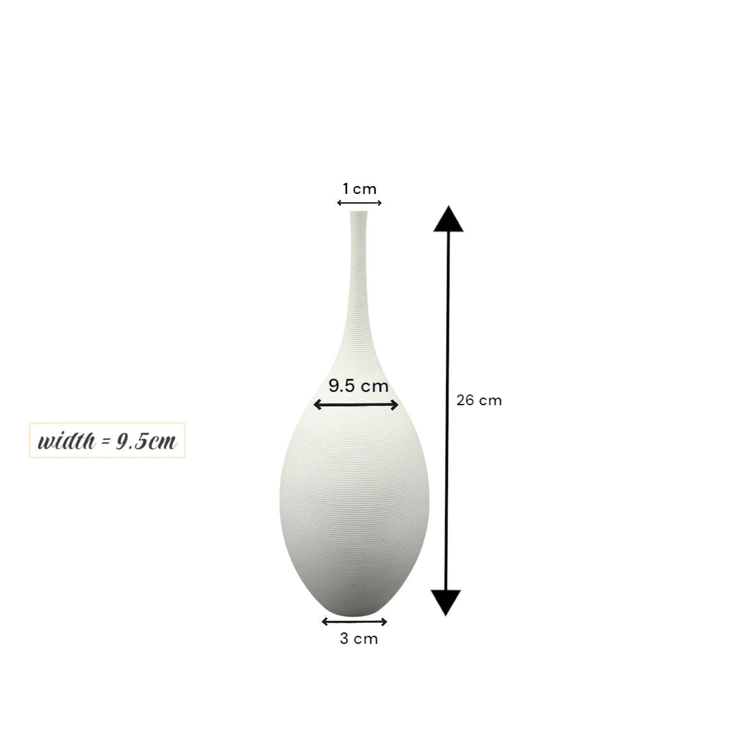 Damoo Handmade Minimalist Ceramic Vase – White Matte Finish, Tall Teardrop Neck, Modern Sculptural Art for Home Décor, Flower Arrangement or Standalone Display - Damoo