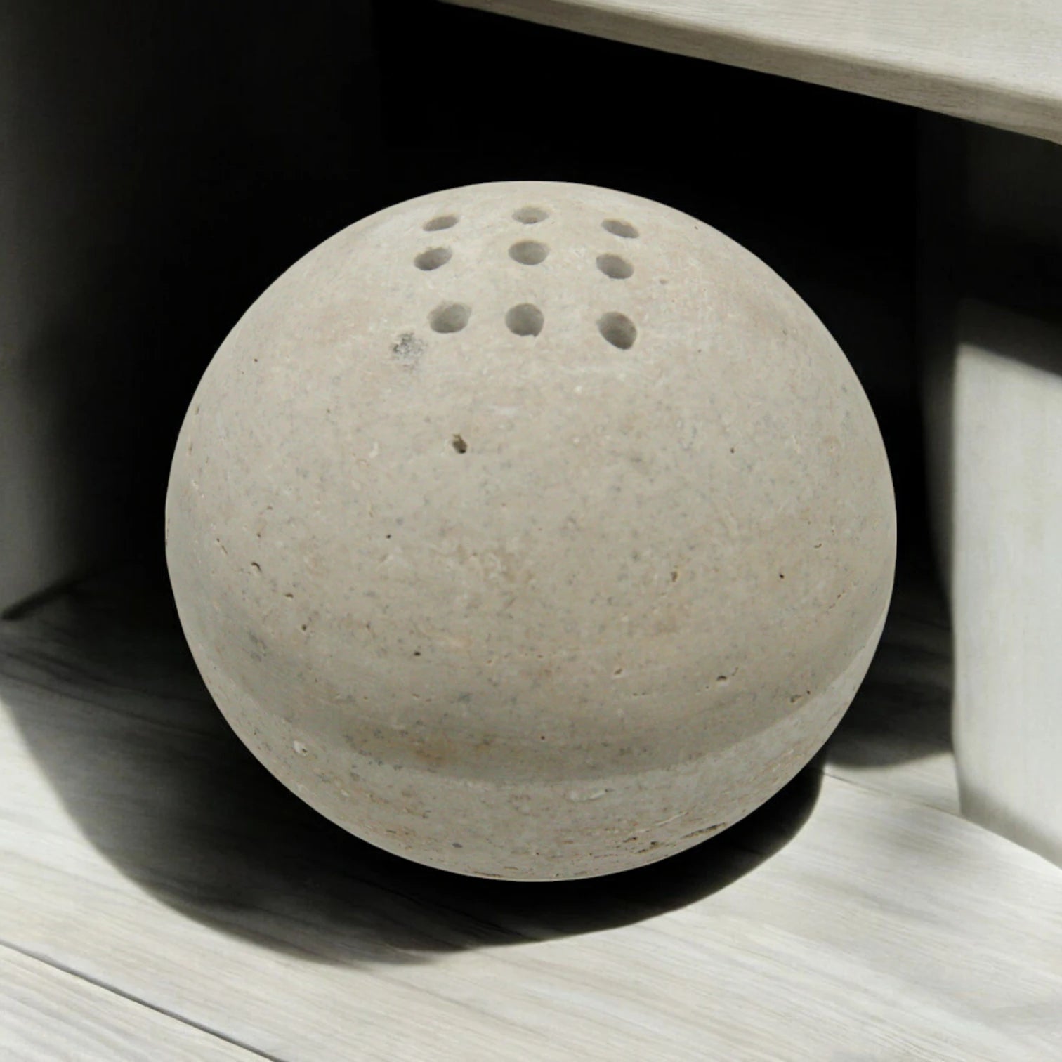 Damoo Handmade Round Marble Incense Burner – Natural Stone Bakhoor & Oud Holder with Heat-Resistant Bowl – Elegant Spherical Burner for Home, Majlis & Gifts - Damoo