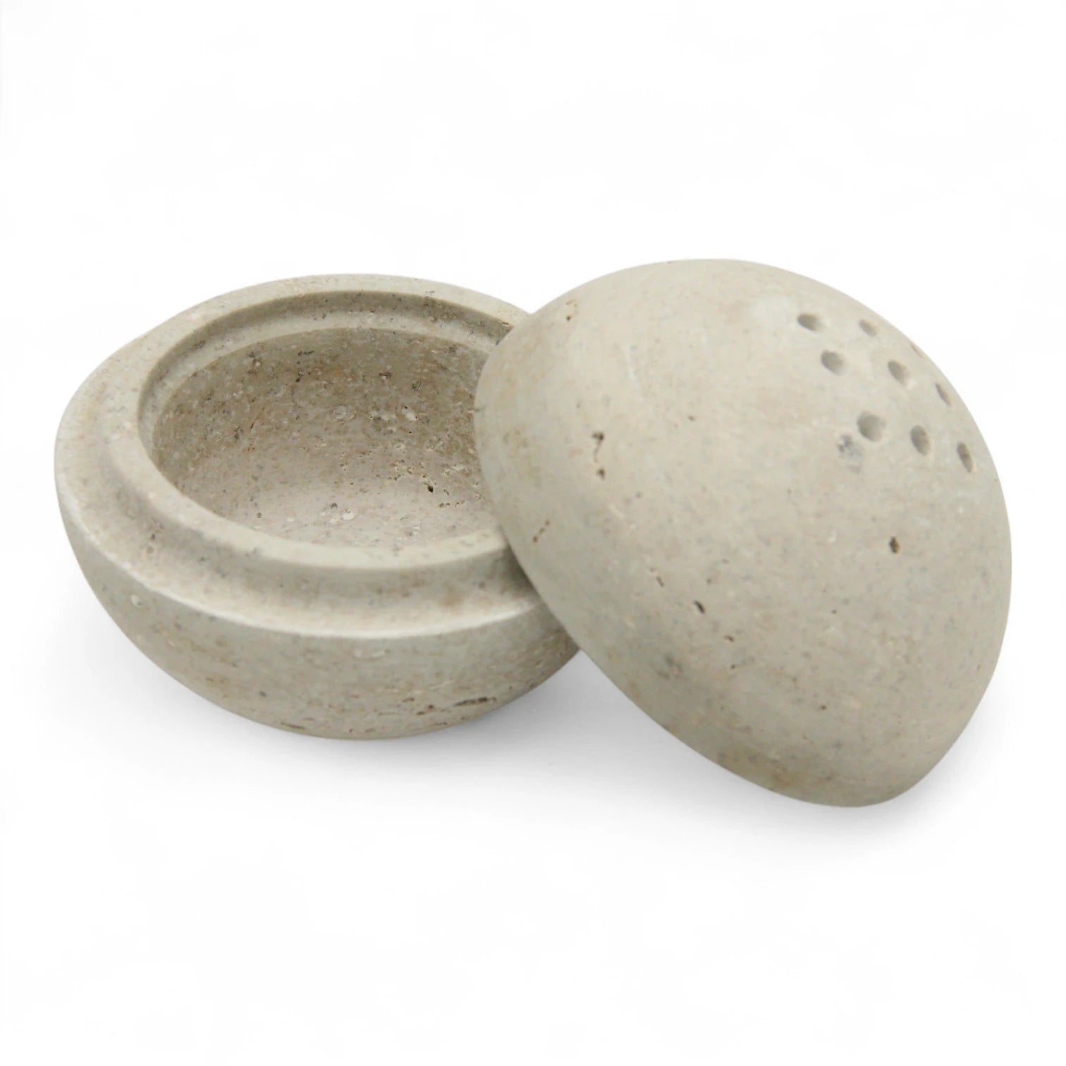 Damoo Handmade Round Marble Incense Burner – Natural Stone Bakhoor & Oud Holder with Heat-Resistant Bowl – Elegant Spherical Burner for Home, Majlis & Gifts - Damoo