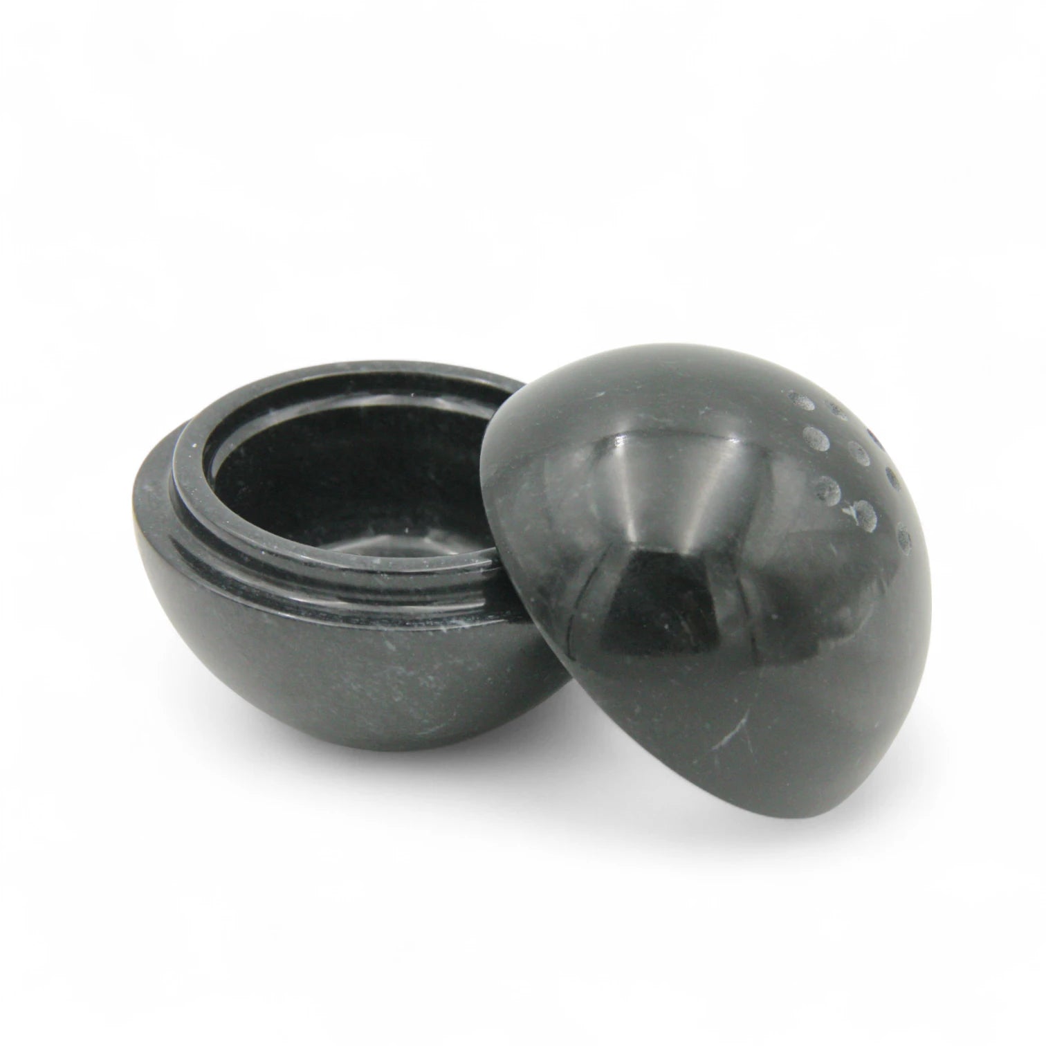Damoo Handmade Round Marble Incense Burner – Natural Stone Bakhoor & Oud Holder with Heat-Resistant Bowl – Elegant Spherical Burner for Home, Majlis & Gifts - Damoo