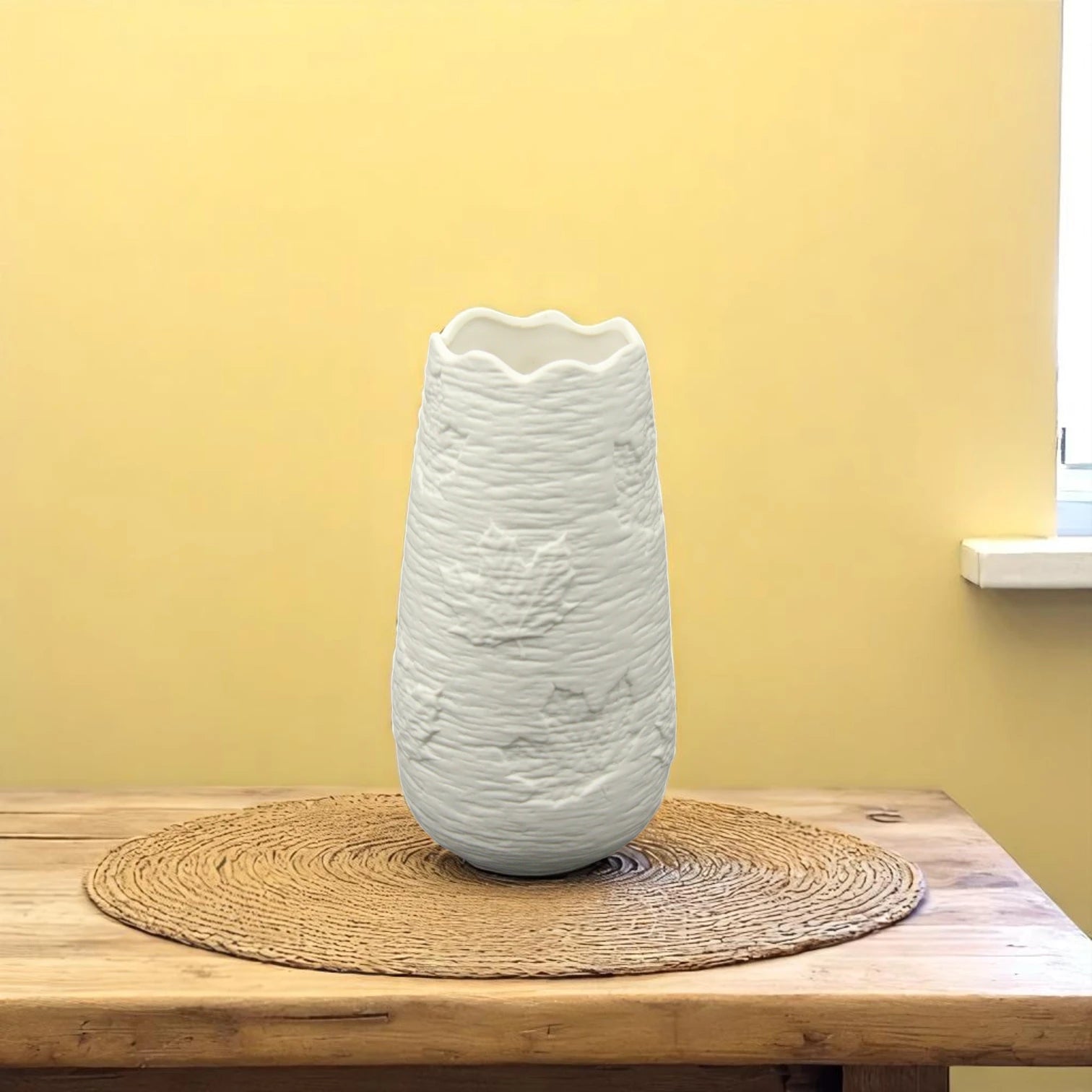 Damoo Handmade White Ceramic Textured Vase – Modern Minimalist Flower Vase for Home Décor, Centerpieces & Gifts - Damoo