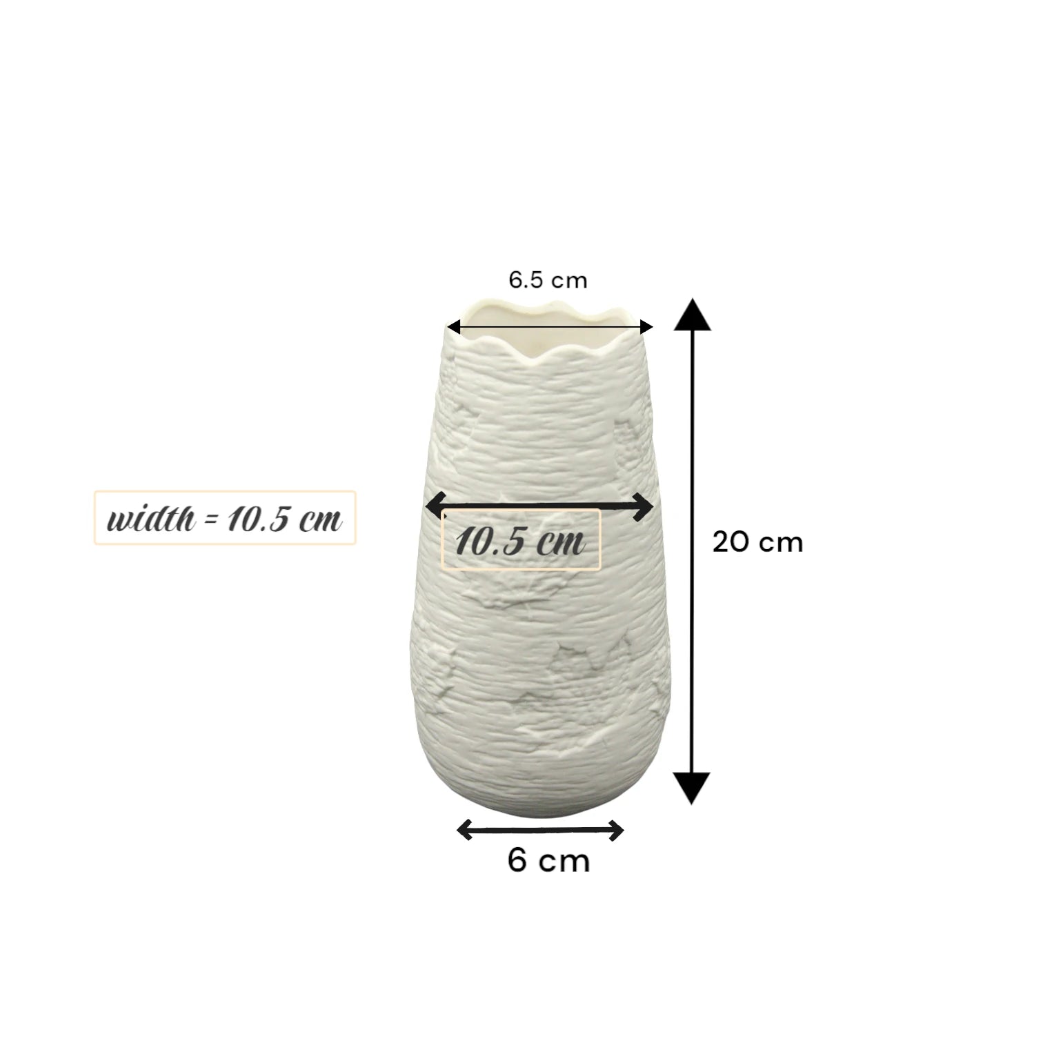 Damoo Handmade White Ceramic Textured Vase – Modern Minimalist Flower Vase for Home Décor, Centerpieces & Gifts - Damoo