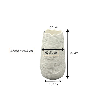 Damoo Handmade White Ceramic Textured Vase – Modern Minimalist Flower Vase for Home Décor, Centerpieces & Gifts - Damoo