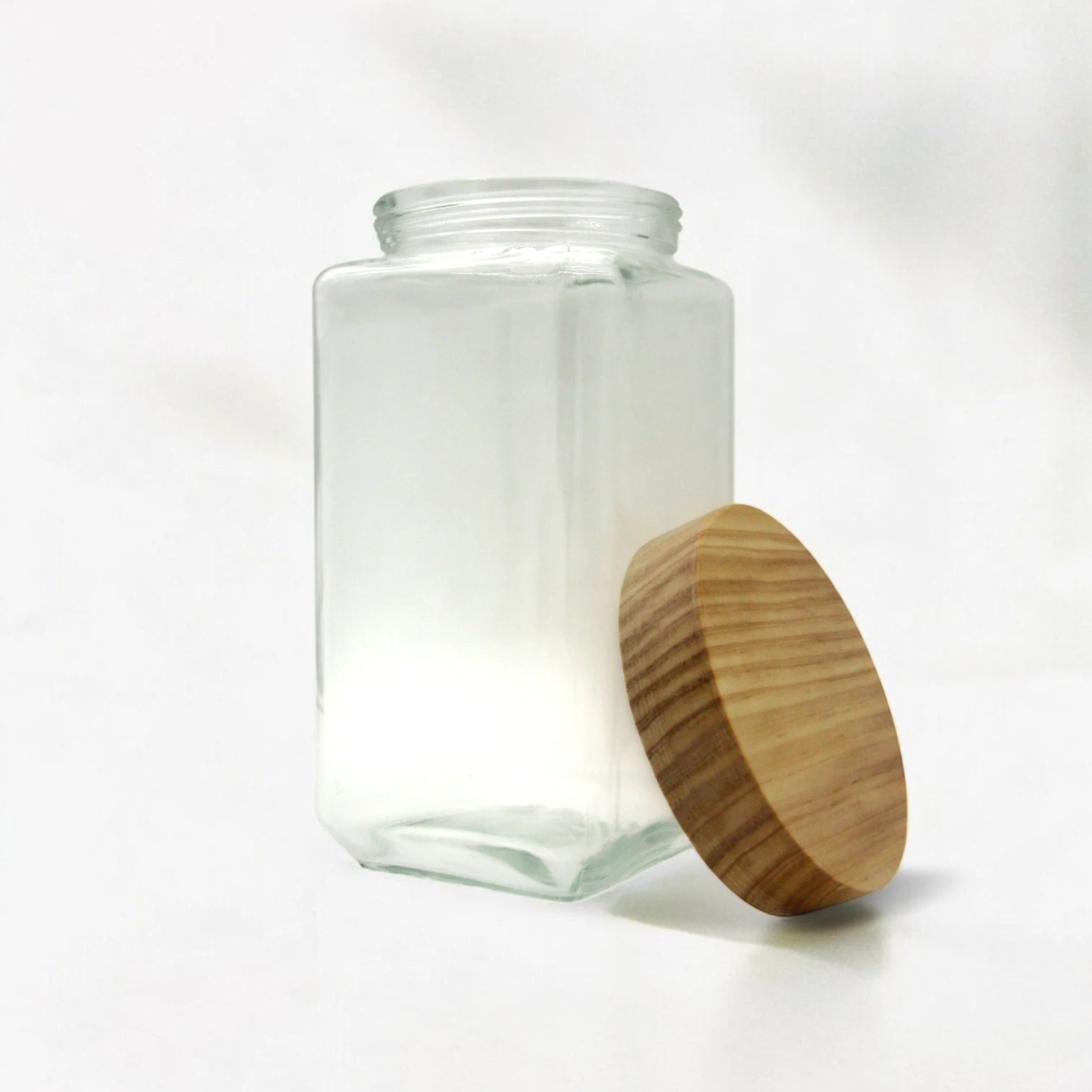 Damoo Large Glass Canister Jar with Wooden Lid – 2100ml Airtight Kitchen Storage Container for Pasta, Rice, Flour, and Pantry Organization - Damoo