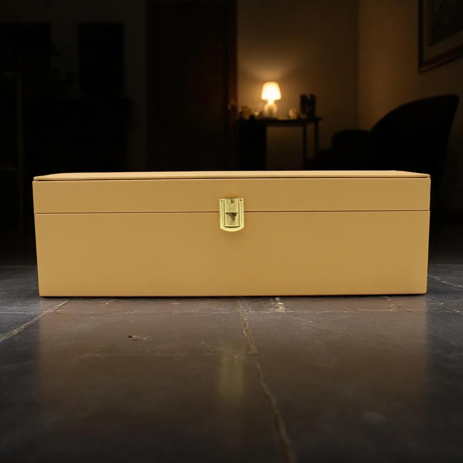 Damoo Luxury Dual Jar Storage Box – Premium Leather Gift Case with Soft Velvet Interior and Gold Lock – Elegant Organizer for Sweets, Dates, Nuts, or Spices - Damoo