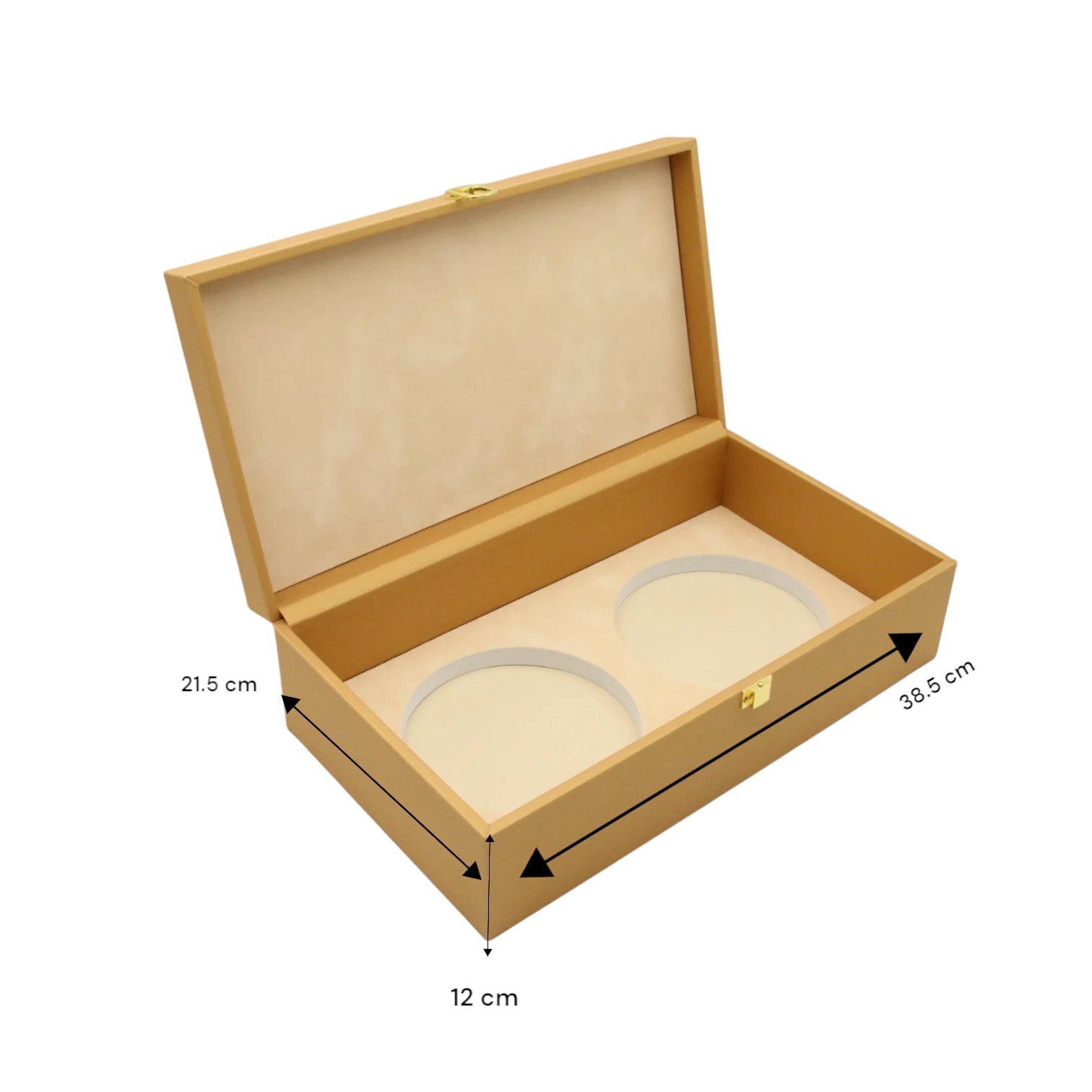 Damoo Luxury Dual Jar Storage Box – Premium Leather Gift Case with Soft Velvet Interior and Gold Lock – Elegant Organizer for Sweets, Dates, Nuts, or Spices - Damoo