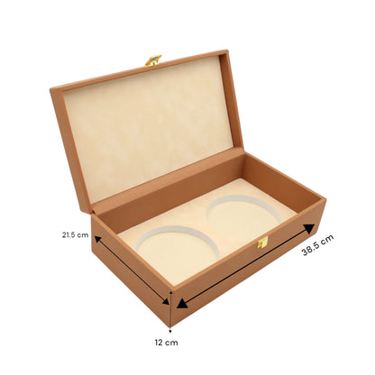 Damoo Luxury Dual Jar Storage Box – Premium Leather Gift Case with Soft Velvet Interior and Gold Lock – Elegant Organizer for Sweets, Dates, Nuts, or Spices - Damoo