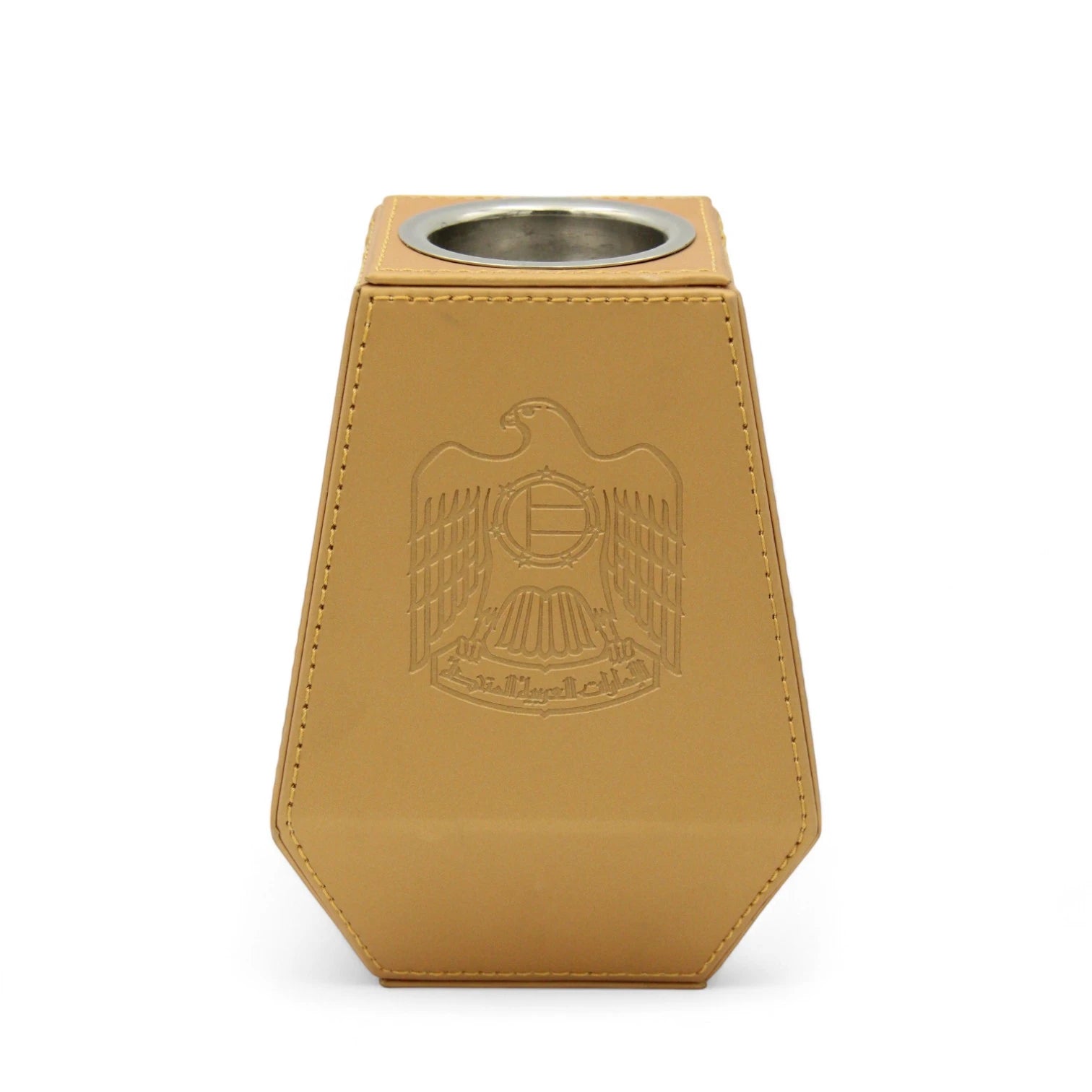 Damoo Luxury Faux Leather Bukhoor Burner with UAE Emblem – Modern Mabkhara Incense Holder for Home, Office, Majlis & Special Occasions - Damoo