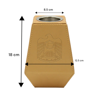 Damoo Luxury Faux Leather Bukhoor Burner with UAE Emblem – Modern Mabkhara Incense Holder for Home, Office, Majlis & Special Occasions - Damoo